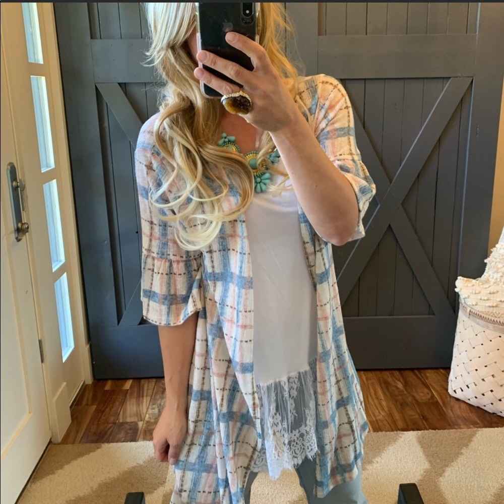 Boutique plaid fall cardigan